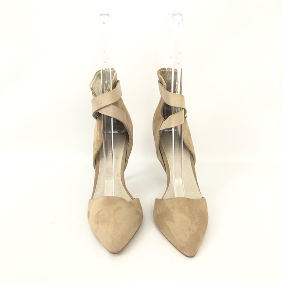 Joes Sz 5 Suede Laney Nude Ankle Strap Pumps Heels - Picture 2 of 5
